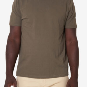 Polo senza colletto in cotone verde militare