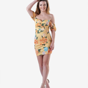 Vestito corto con scollatura omerale